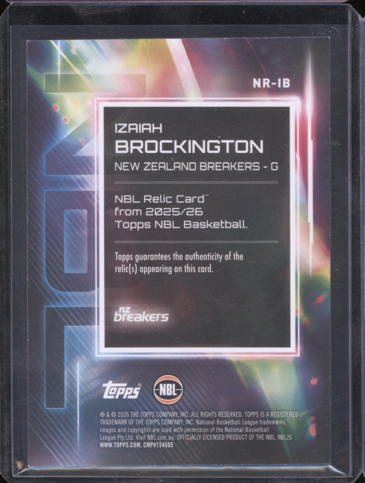 2025-26 Topps NBL Izaiah Brockington Game Used Jersey