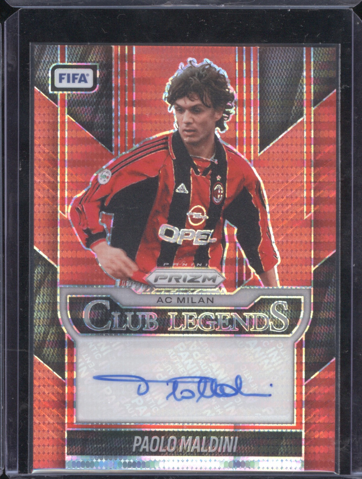 Paolo Maldini 2025 Panini Prizm FIFA #CL-PM Club Legends Red Pulsar Auto
