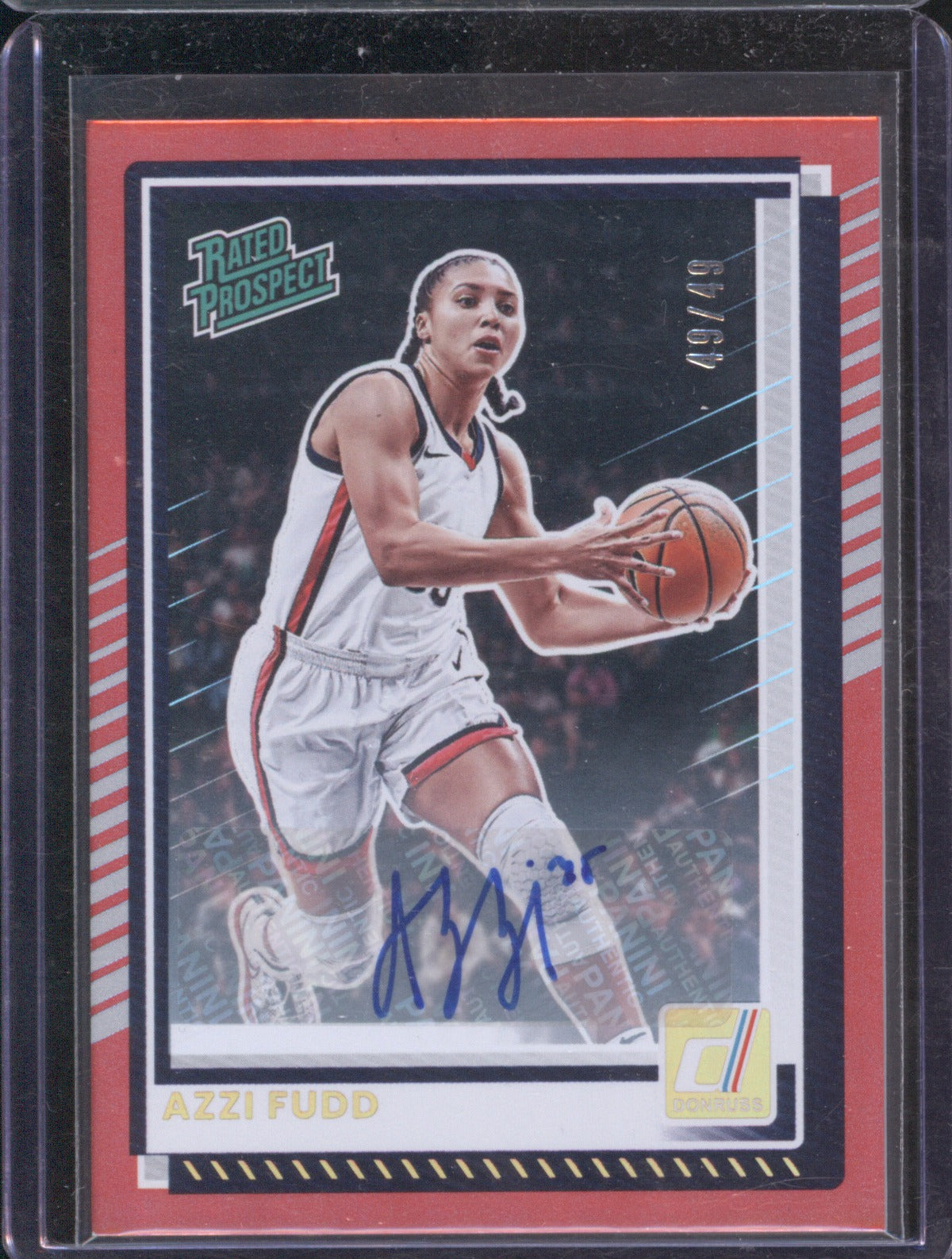 Azzi Fudd 2025-26 Panini Donruss #87 Rated Prospect Red Auto /49