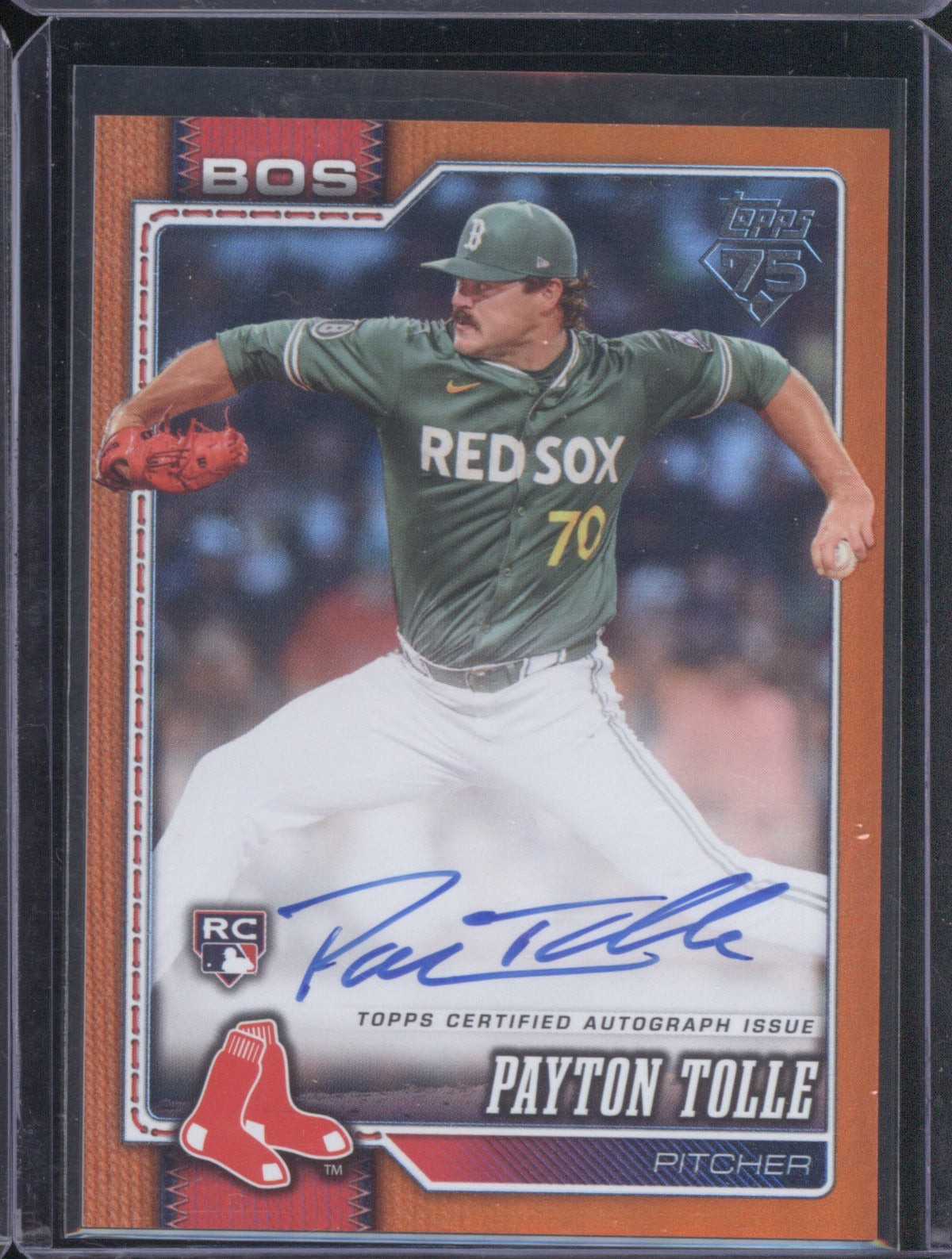 Payton Tolle 2026 Topps Series 1 #15 Orange Rookie Auto /25