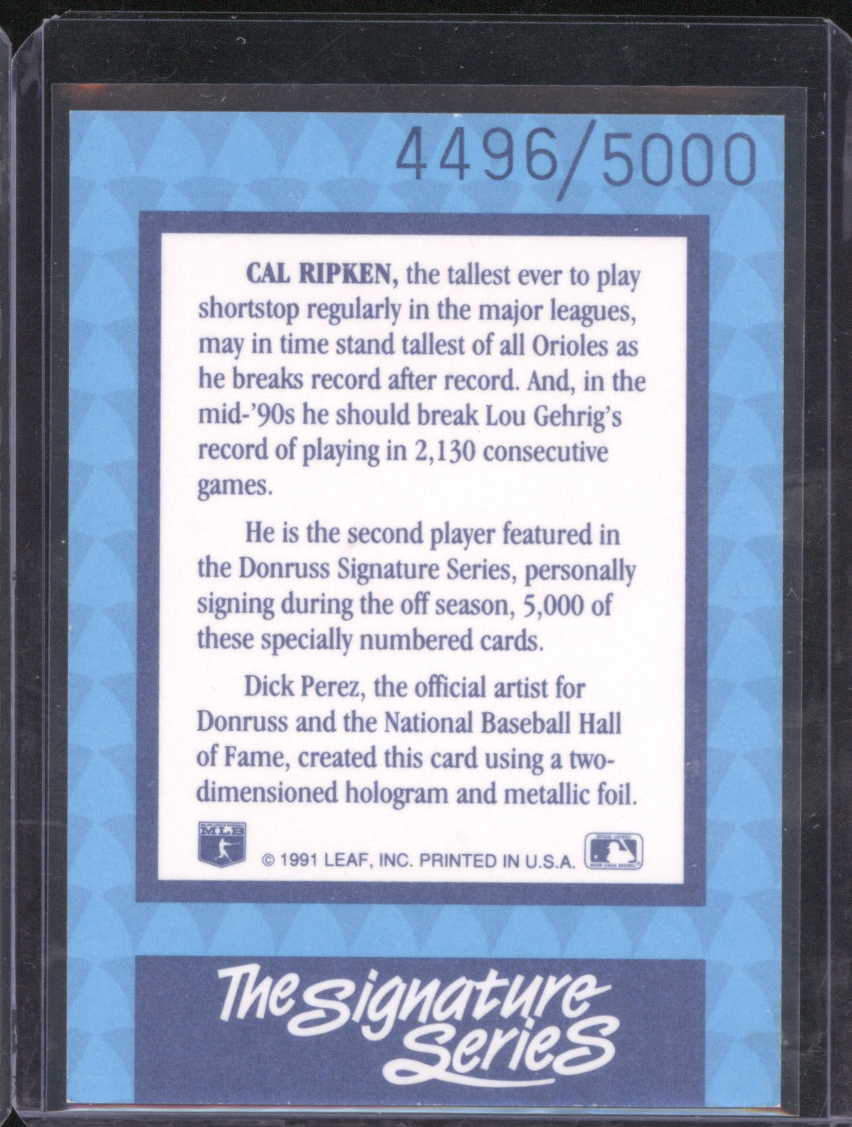 Cal Ripken Jr. 1991 Leaf The Signature Series Auto /5000
