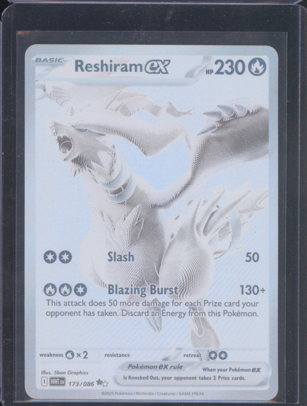 Reshiram ex 2025 Pokémon Black White Rare WHT #173 White Flare