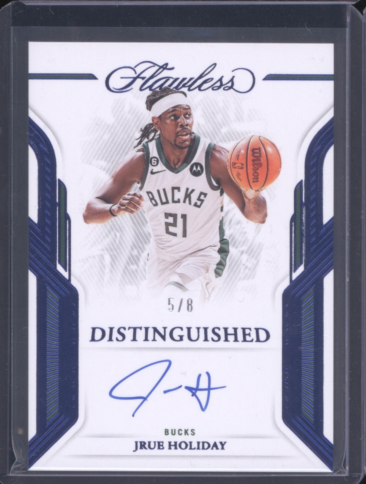 Jrue Holiday 2022 Panini Flawless DA-JHD Excellence Signatures Blue /8