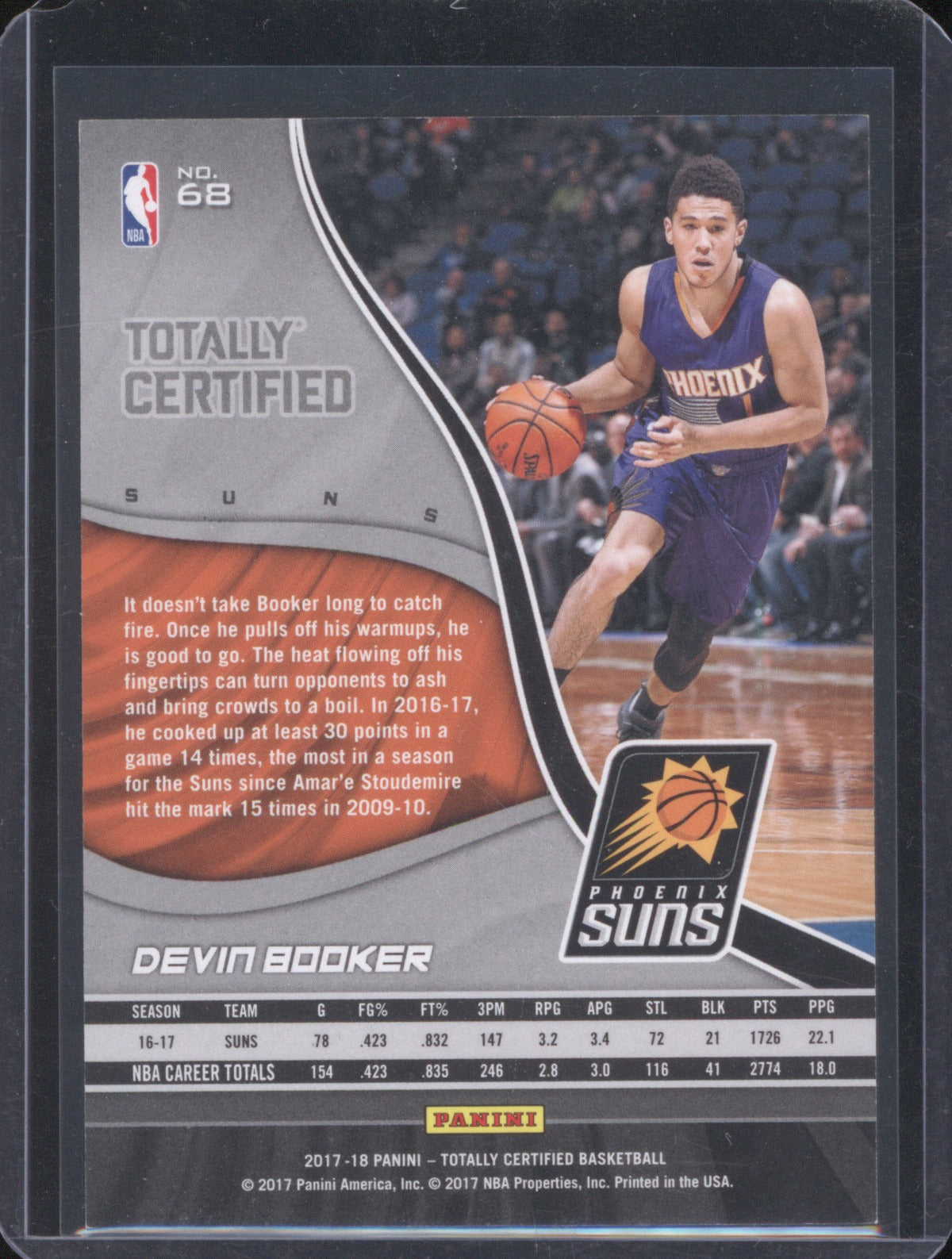 Devin Booker 2017-18 Panini Totally Certified #68 Mirror Camo /25