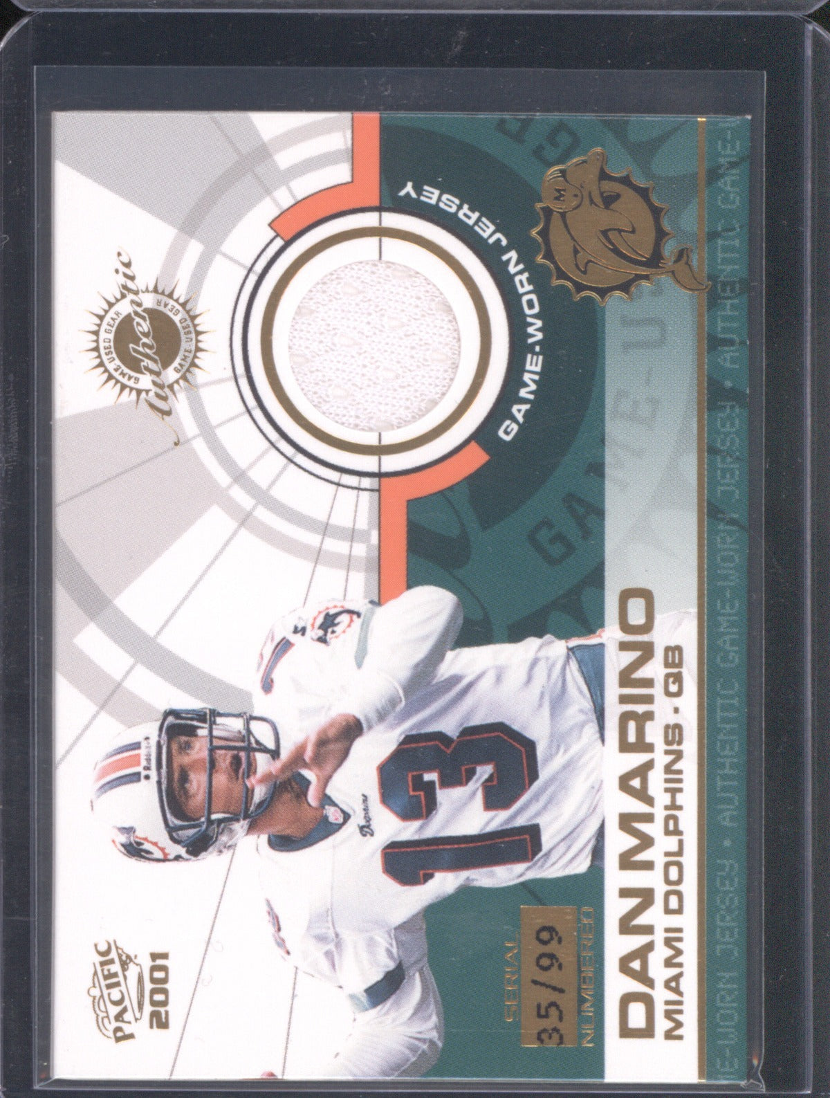 Dan Marino 2001 Pacific Game #11 Game Worn Jersey /99