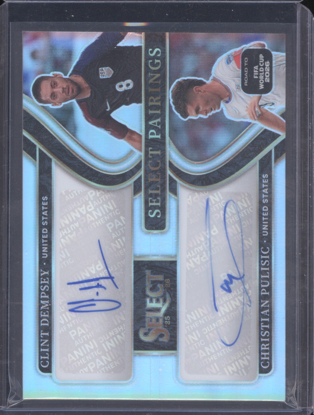 Clint Dempsey & Christian Pulisic 2025 Panini Select Pairings Silver Dual Auto