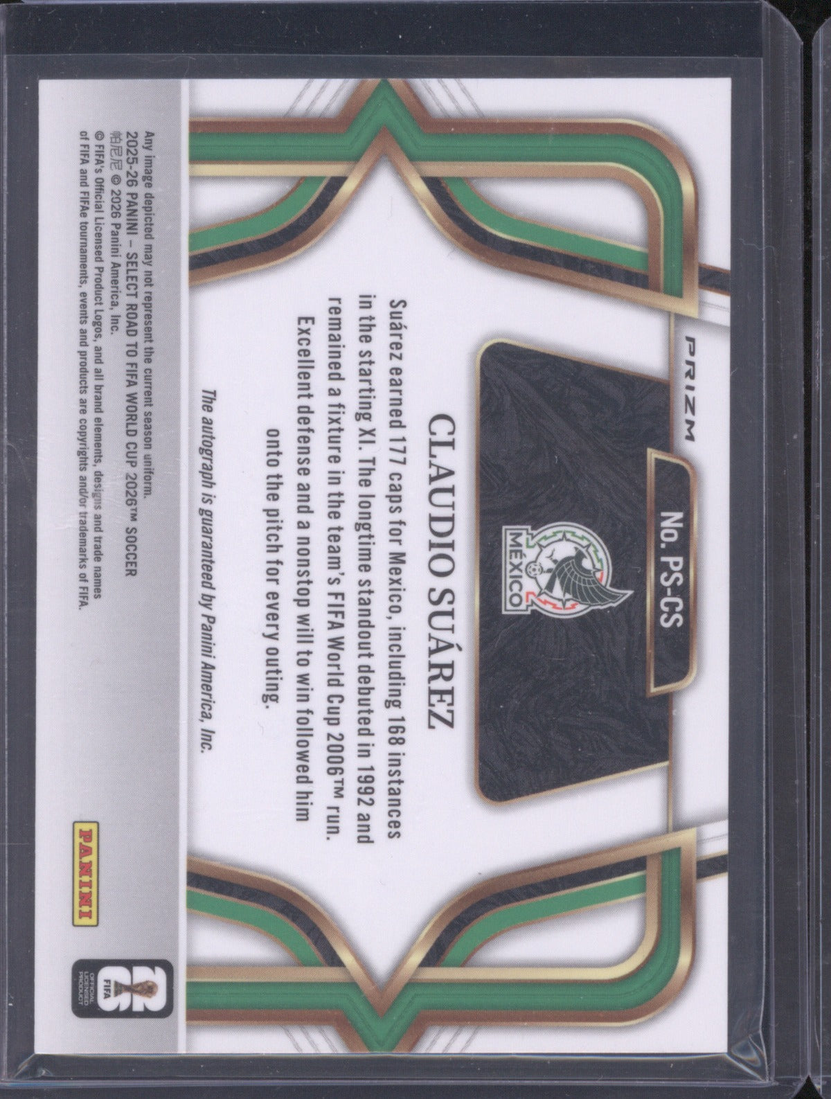 Claudio Suárez 2025 Panini Select #PS-CS Pitchside Signatures Silver