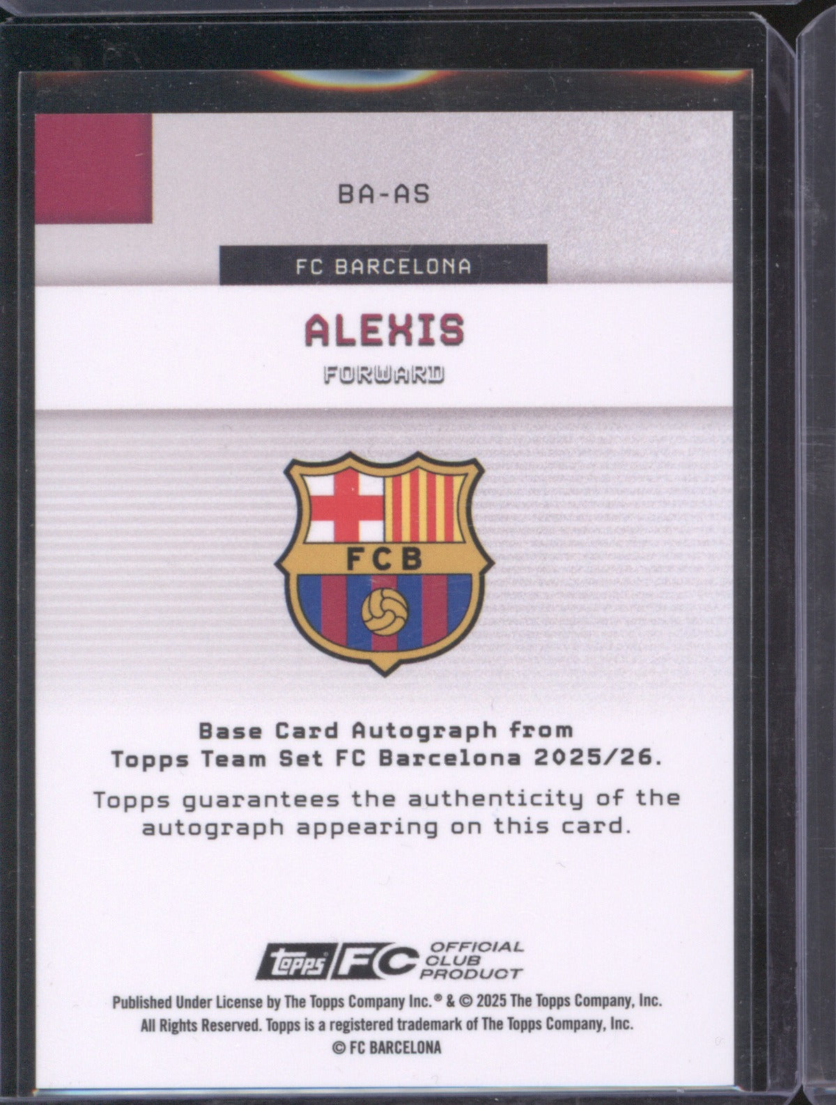 Alexis 2025 Topps Barcelona Auto #BA-AS /150