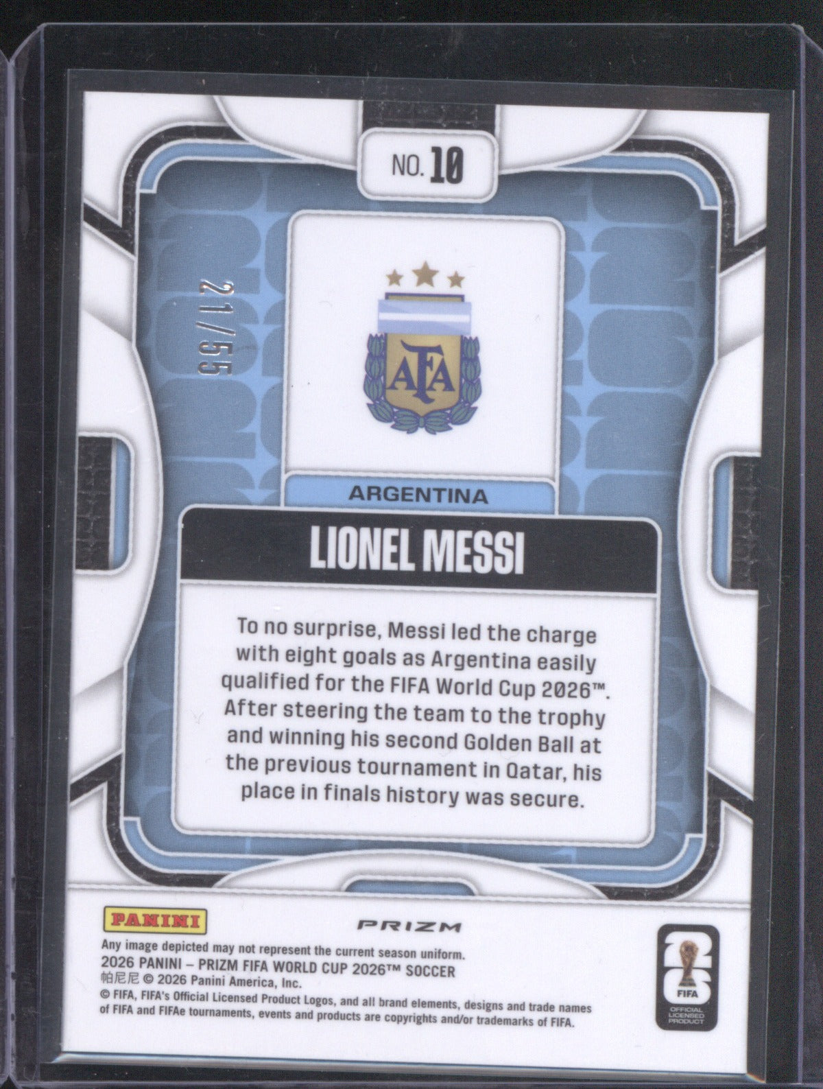 Lionel Messi 2026 Panini FIFA World Cup Blue Wave /55