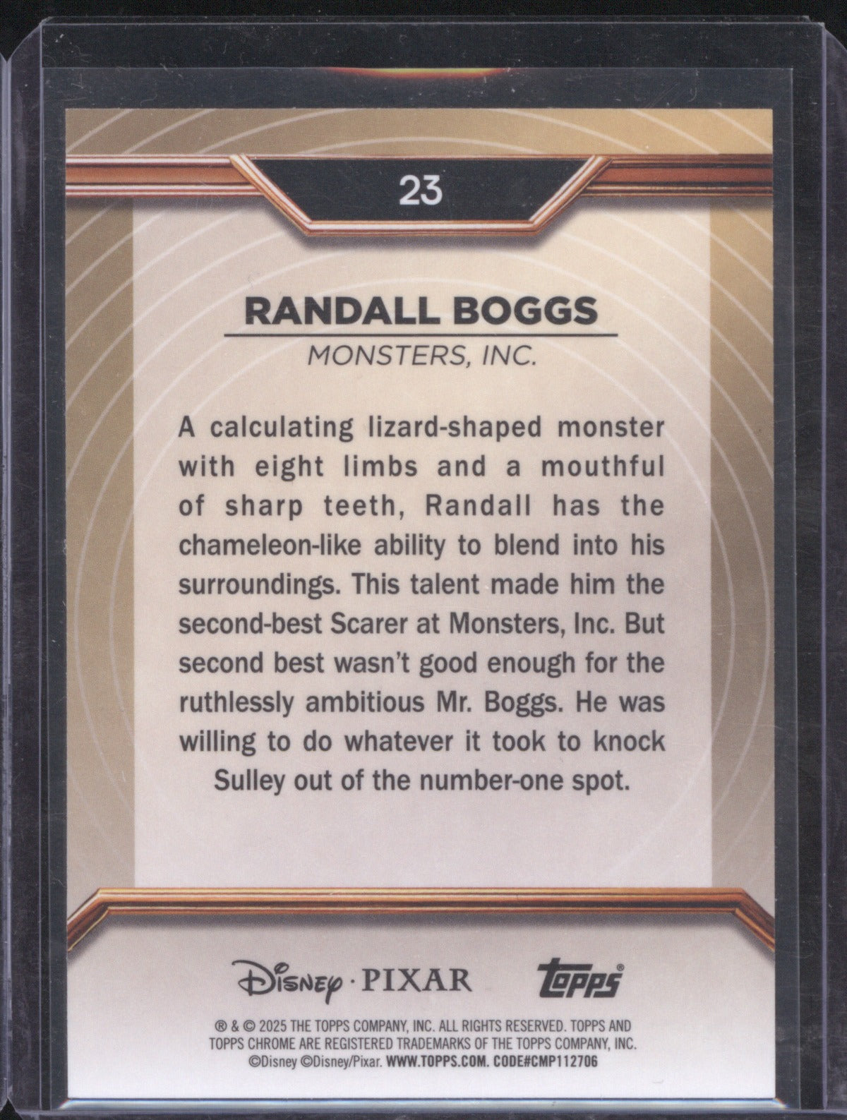 Randall Boggs 2025 Topps Pixar Gold #23 Gold Wave Etch /75