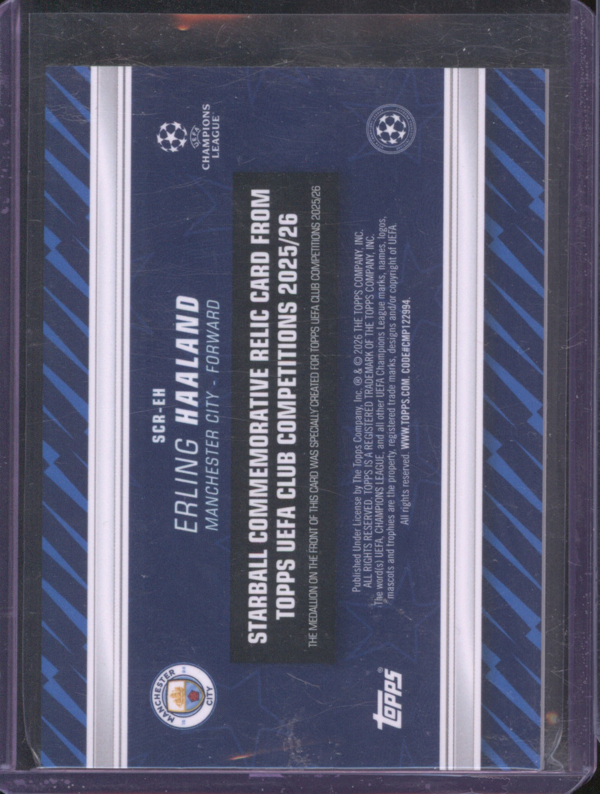 Erling Haaland 2023 Topps UEFA Club Competitions SC-EH Starball Relic