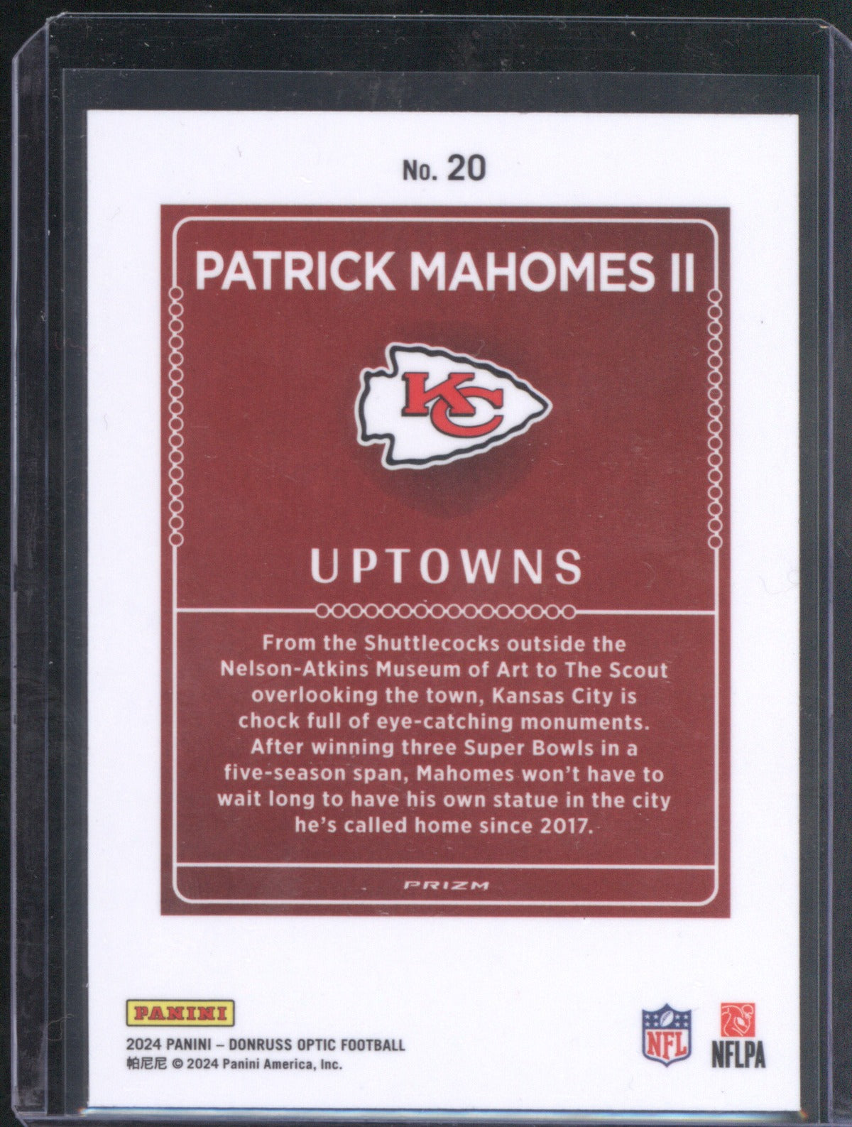2024 Panini Donruss Optic 20 Patrick Mahomes II Uptowns SSP