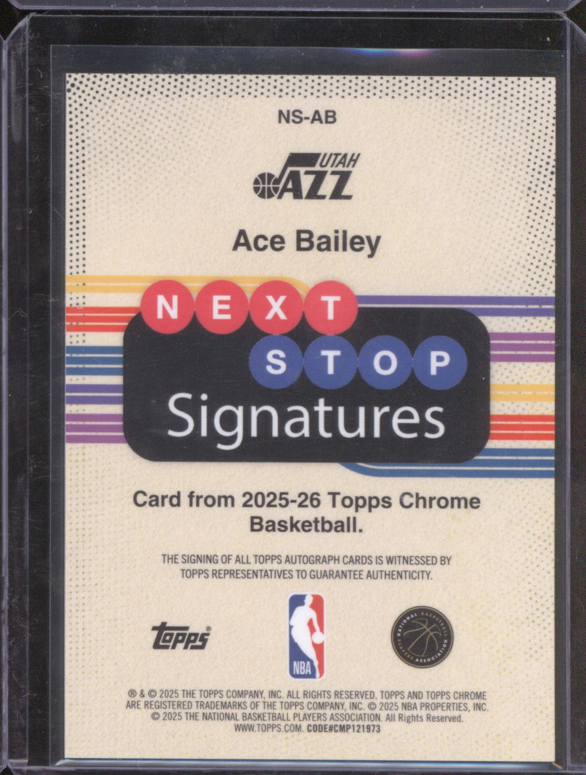 2025 Topps Chrome Next Stop Signatures Ace Bailey Gold Geometric /50 Auto