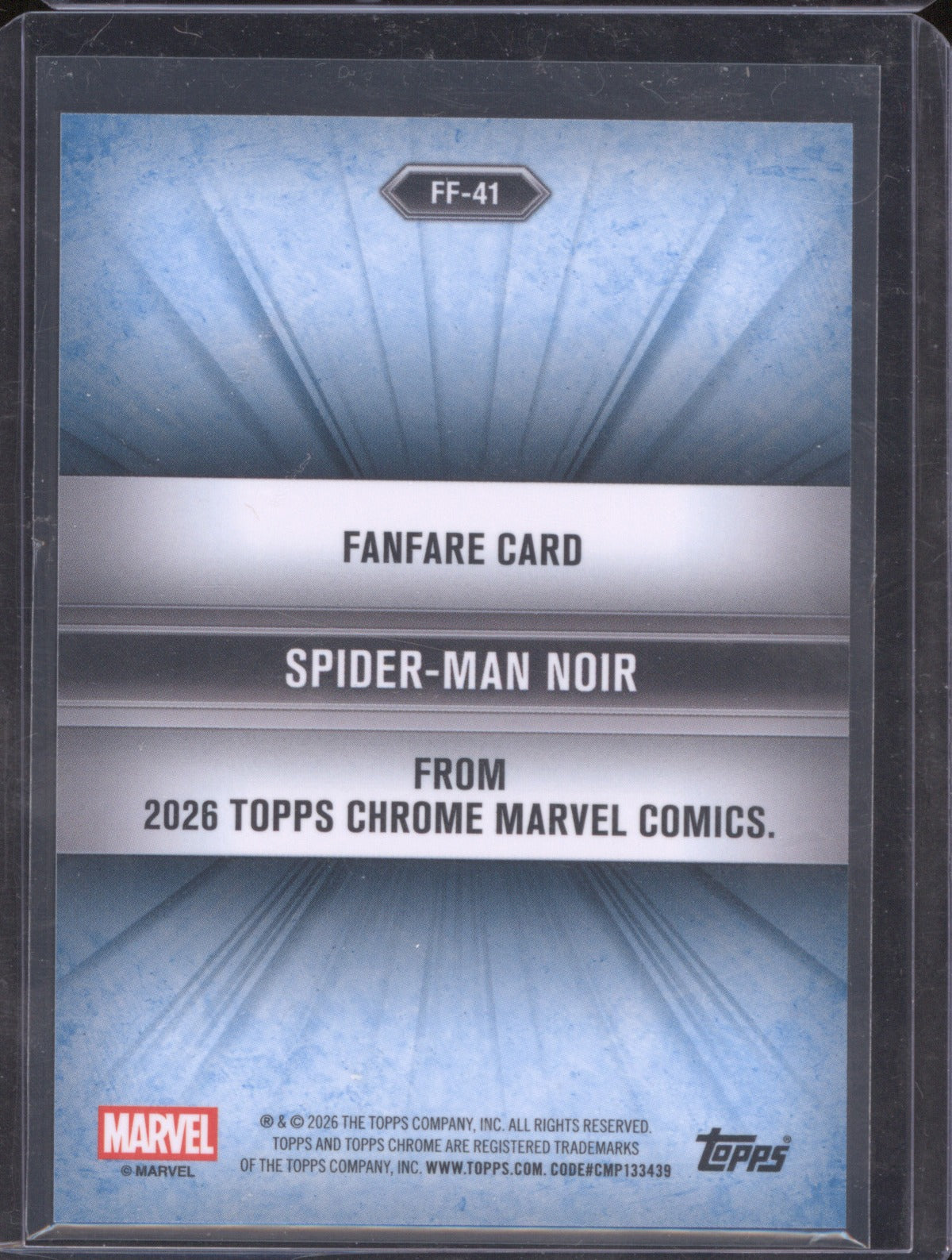 2026 Topps Chrome Fan Fare Marvel FF-41 Spider-Man Noir Refractor