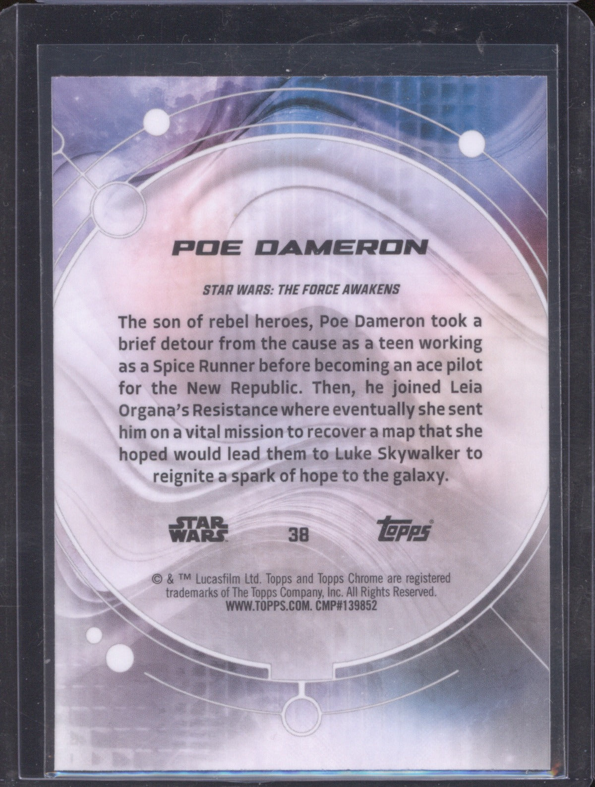 2026 Topps Chrome Star Wars Skywalker Blue Refractor 38 Poe Dameron