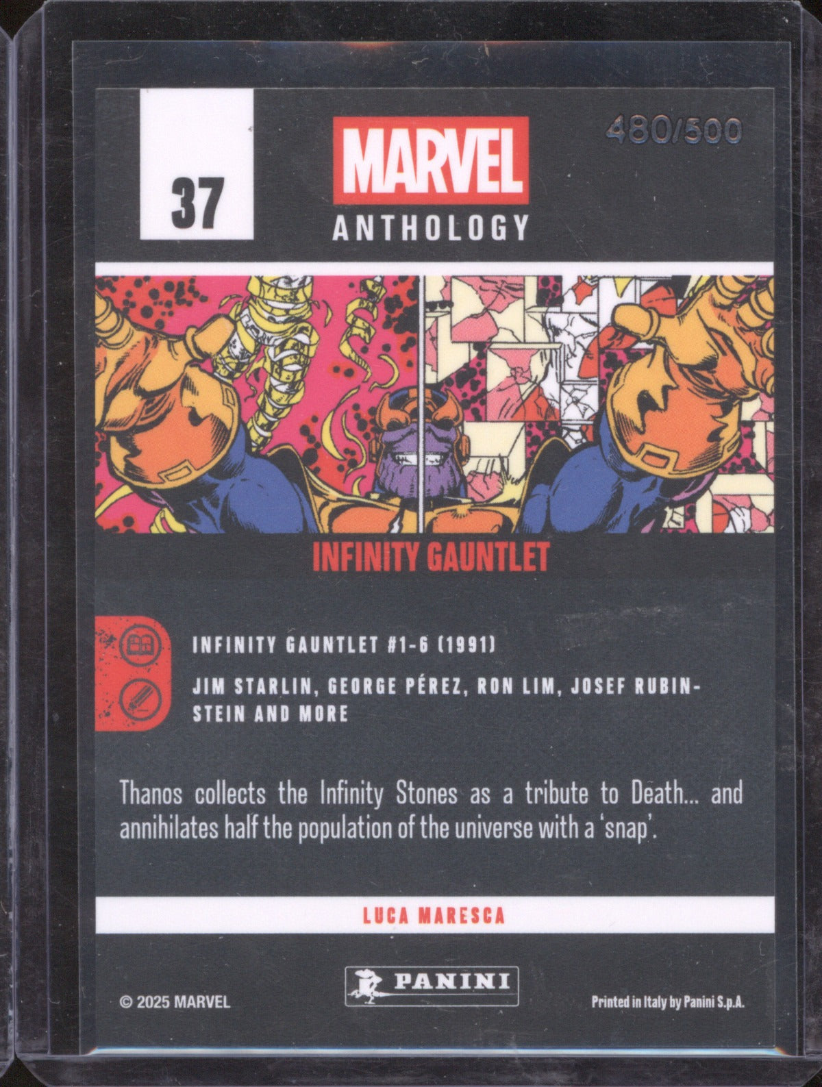2025 Panini Marvel Anthology 37 Infinity Gauntlet Glitch Holo /500