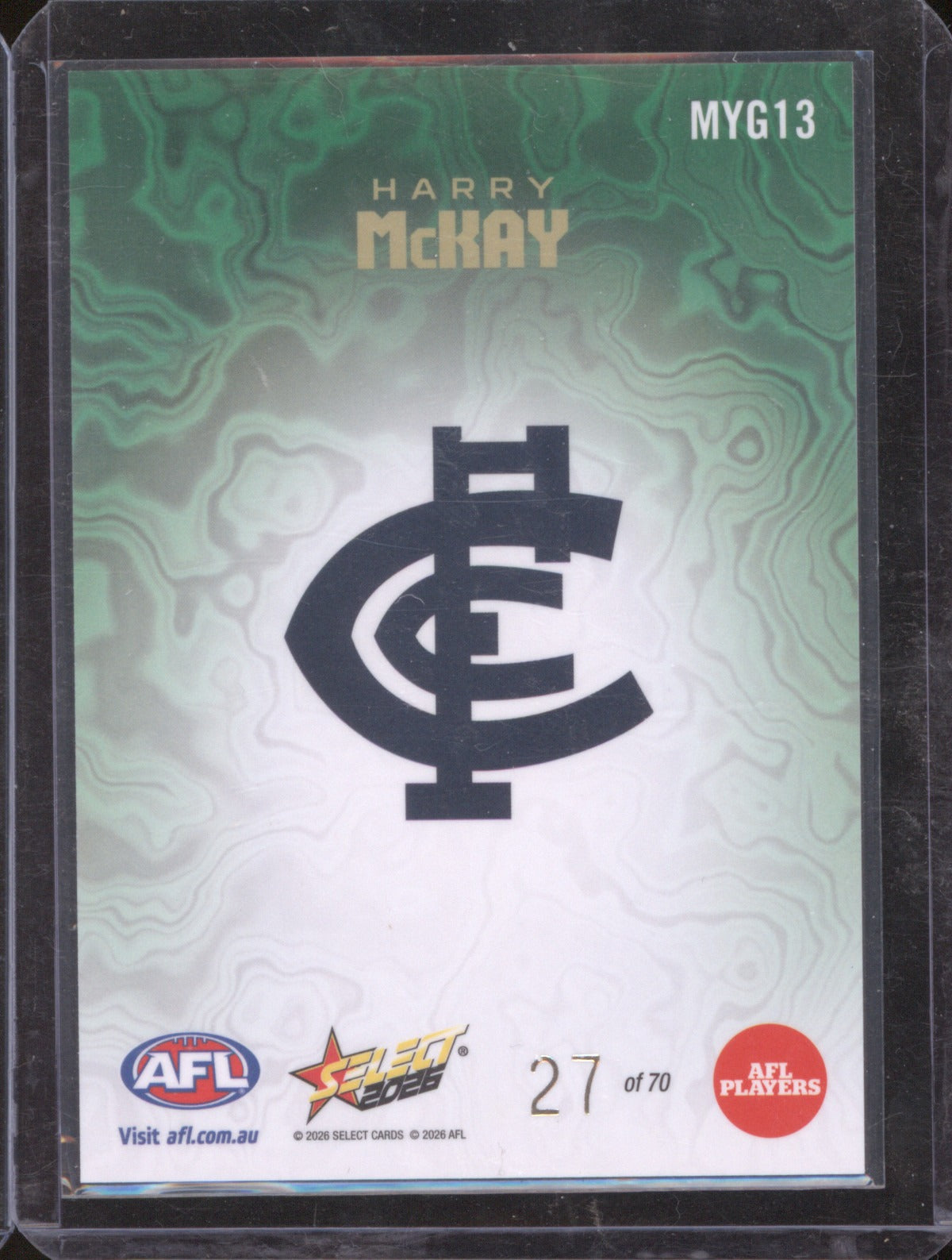 2026 Select AFL Footy Stars MYG3 Harry McKay Green Mercury /70