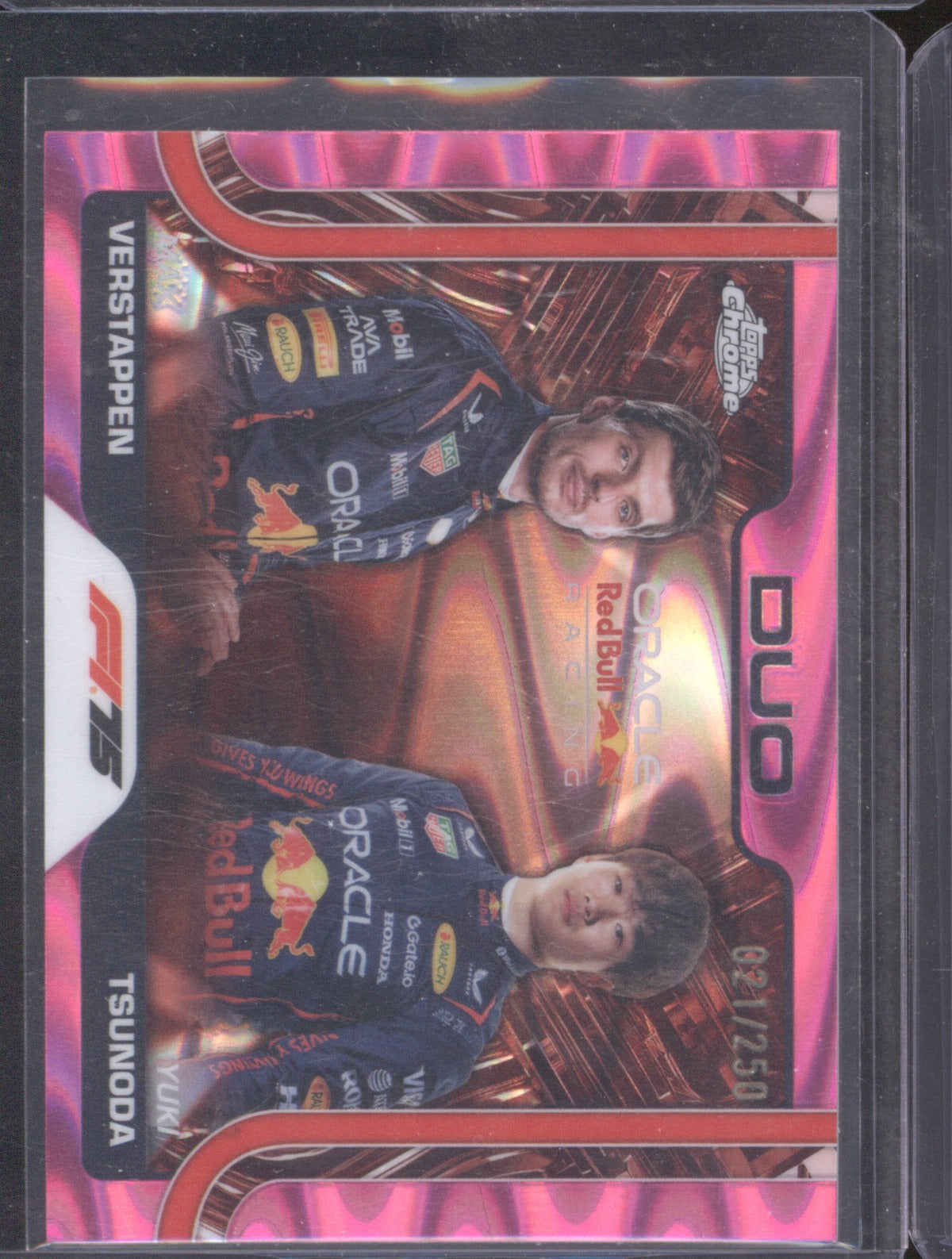 Verstappen/Tsunoda 2025 Topps Chrome Formula 1 #164 Pink Wave Refractor 021/250