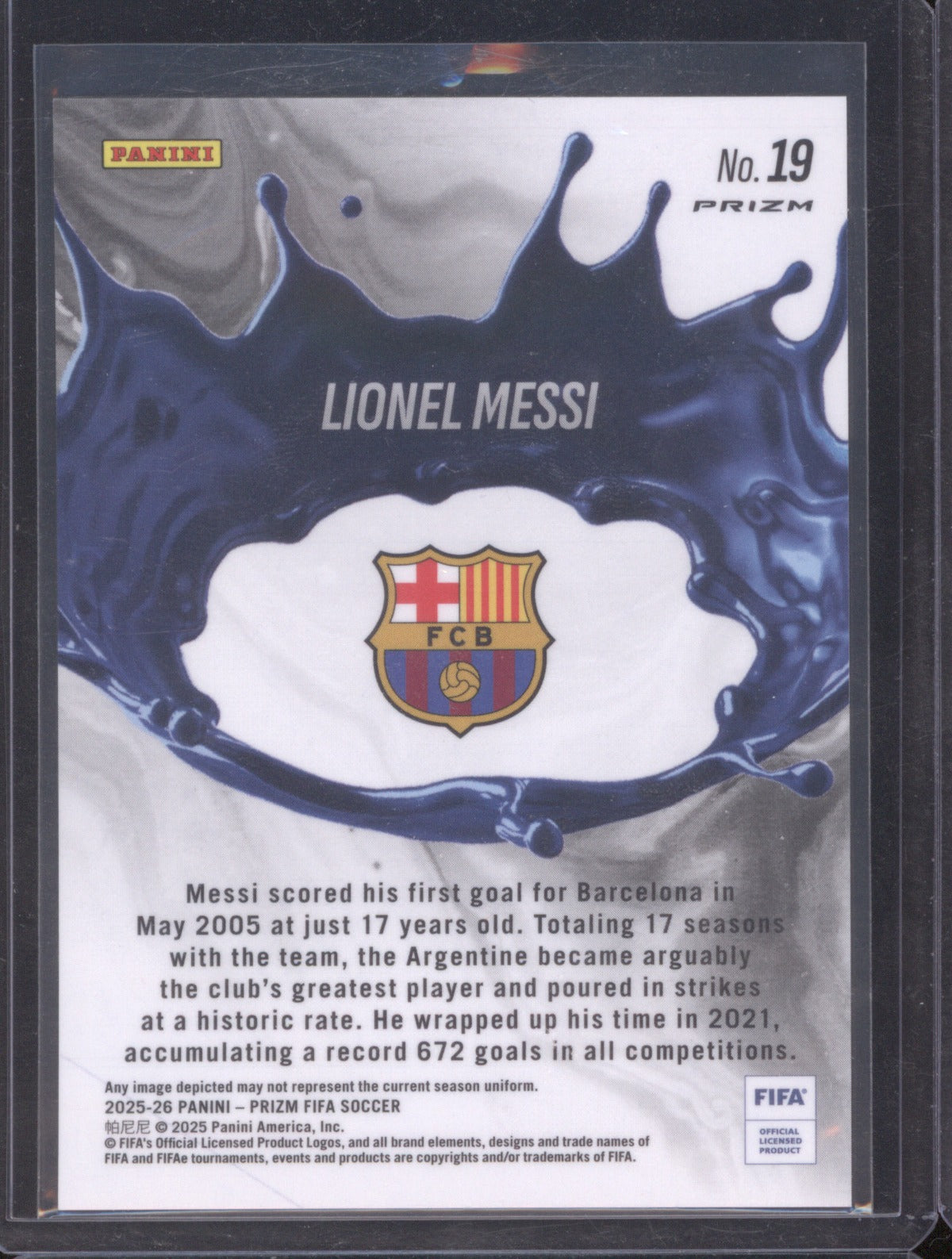 Lionel Messi 2025-26 Prizm FIFA Soccer Sublime Silver #19 Argentina