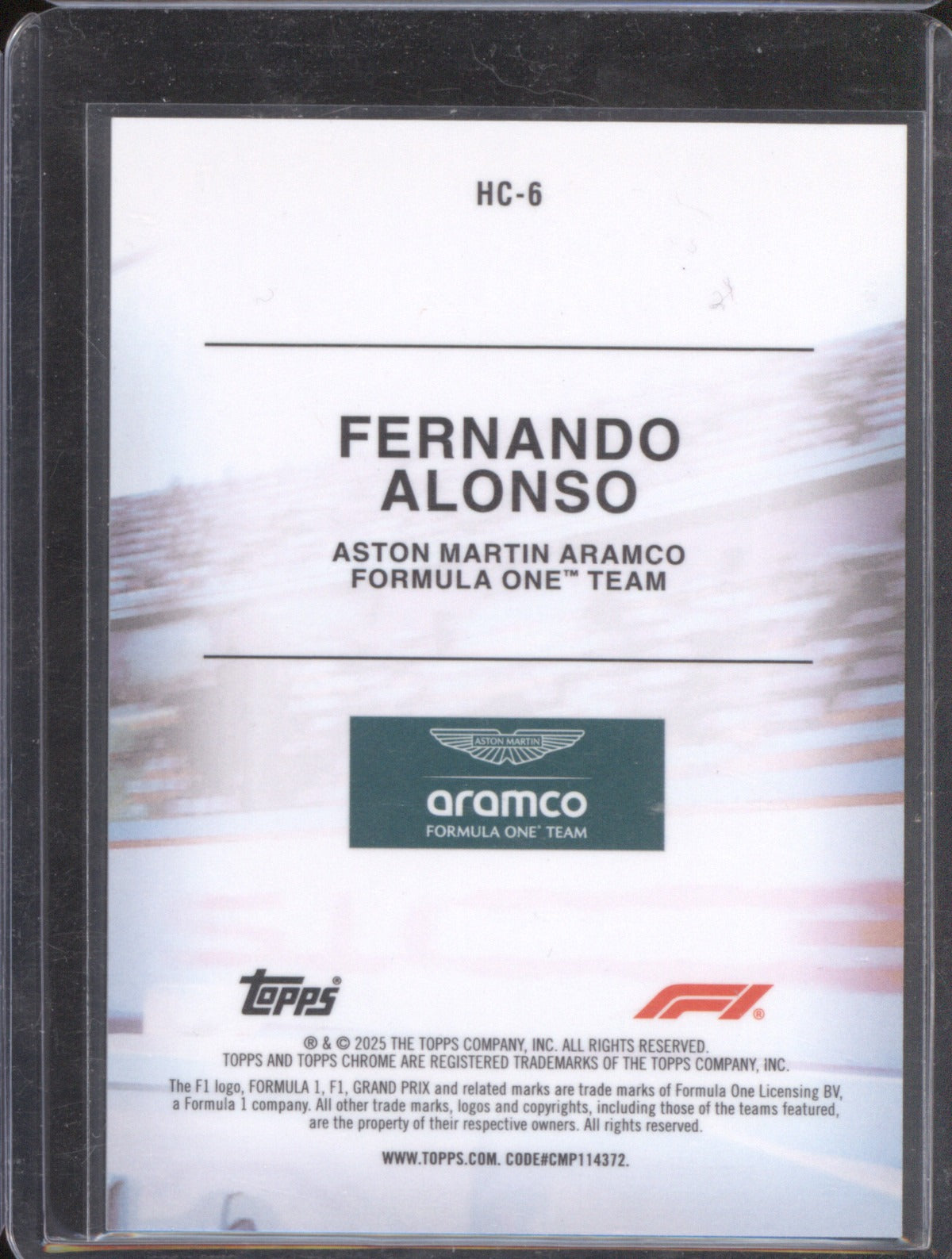 Fernando Alonso 2025 Topps #HC-6 Helmet Collection Green 56/99