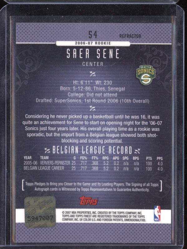 Saer Sene 2007-08 Topps Finest 54 Refractor Auto RC