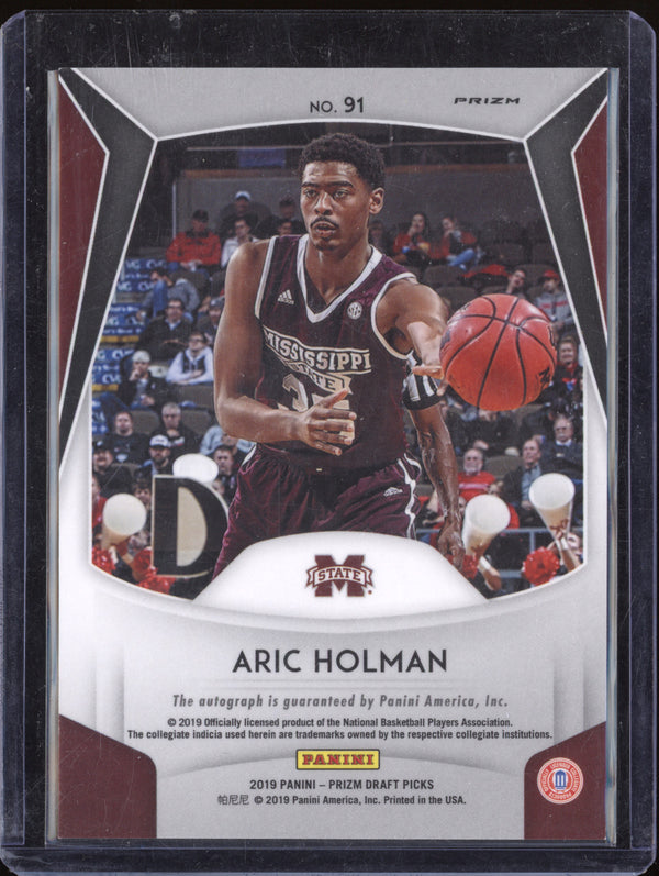 Aric Holman 2019-20 Panini Prizm Draft 91 Silver Auto RC