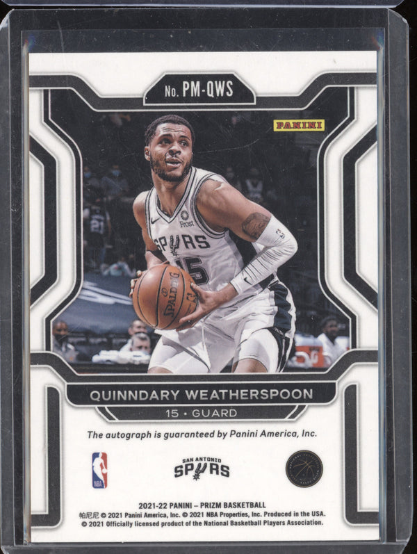 Quinndary Weatherspoon 2021-22 Panini Prizm PM-QWS Penmanship Auto