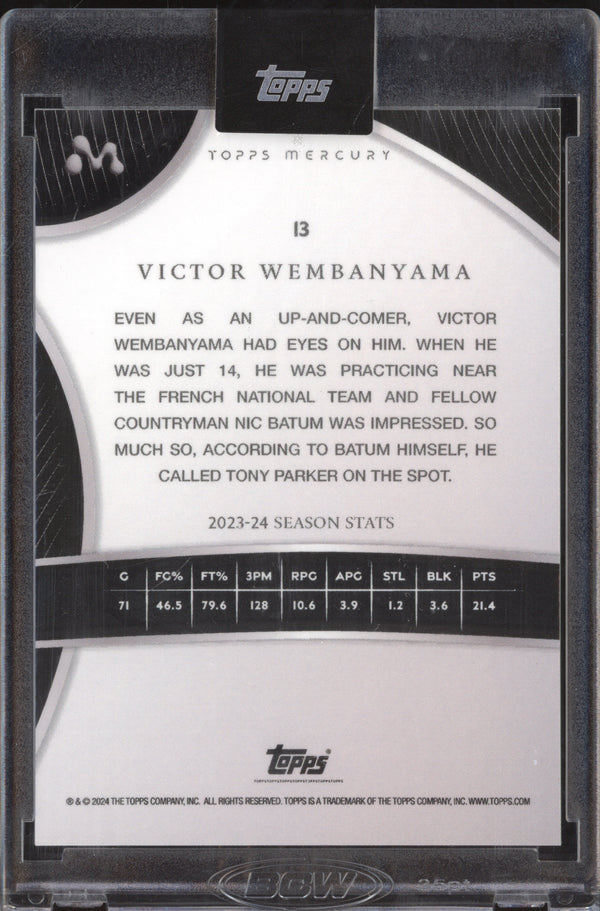 Victor Wembanyama 2023-24 Topps Mercury 13 Texas Kaleidoscope Refractor RC 42/75