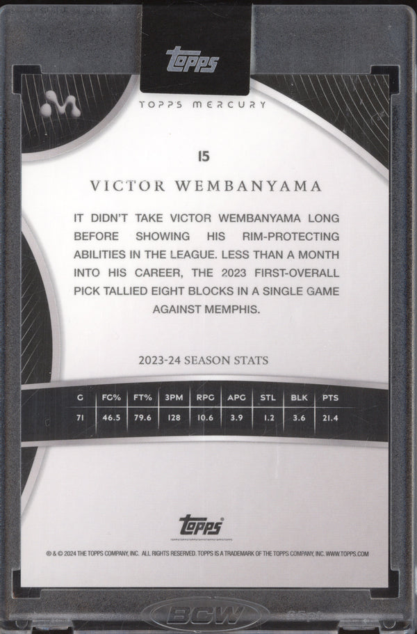 Victor Wembanyama 2023-24 Topps Mercury 15 White Refractor RC 23/35