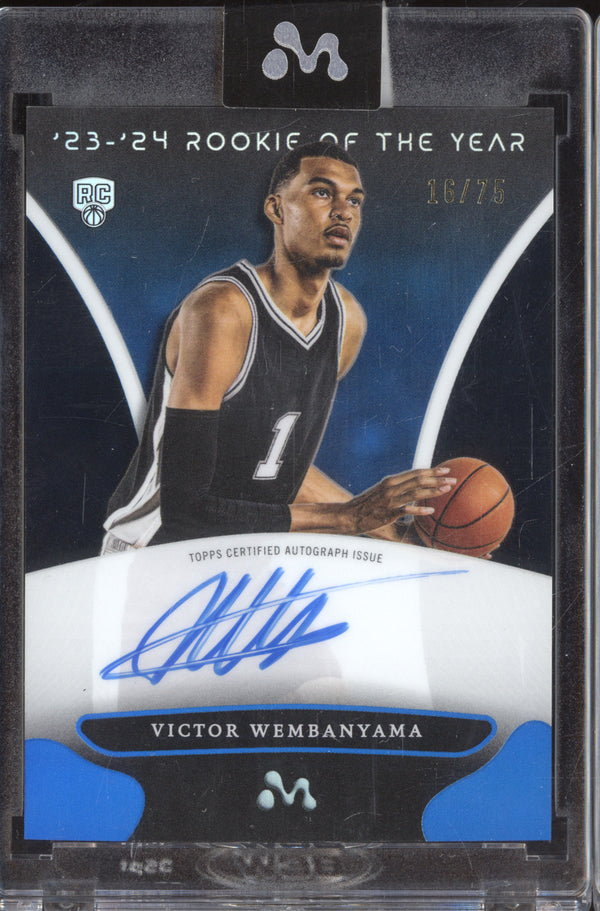 Victor Wembanyama 2023-24 Topps Mercury WA-1 Blue Refractor Autograph RC 16/75