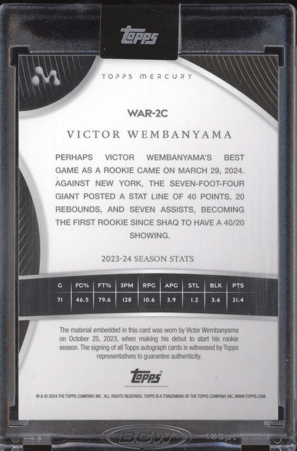 Victor Wembanyama 2023-24 Topps Mercury WAR-2C Cosmic Autograph Relic RC 28/50