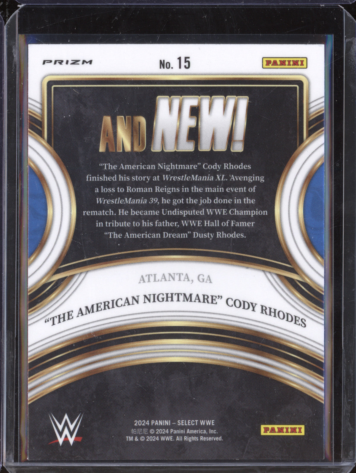 "The American Nightmare" Cody Rhodes 2024 Panini Select 15 And NEW!