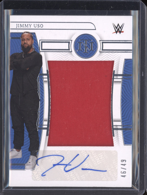 Jimmy Uso 2023 Panini Chronicles WWE NT-JIM National Treasures Jersey Auto 46/49