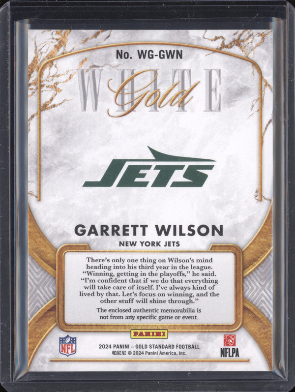 Garrett Wilson 2024 Panini Gold Standard WG-GWN White Gold Jersey 63/299