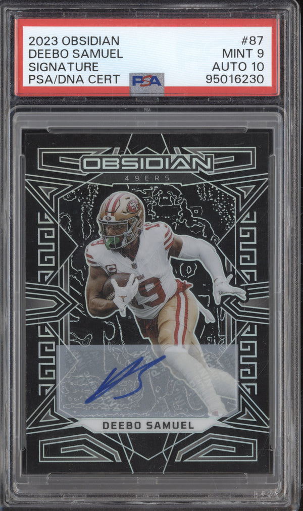 Deebo Samuel 2023 Panini Obsidian 87 Signature Auto PSA 9/10