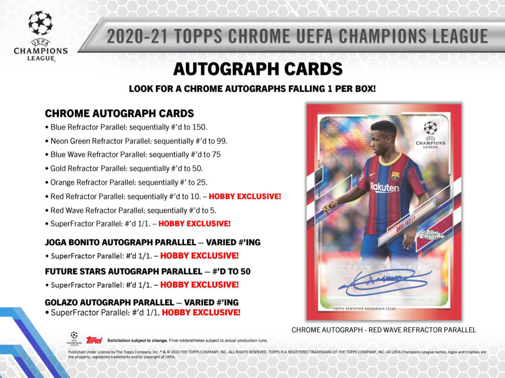 2020/21 Topps UEFA Champions League Chrome Soccer Hobby Box