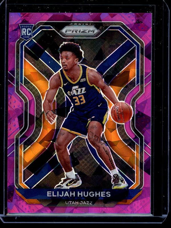 Elijah Hughes 2020-21 Panini Prizm Purple Cracked Ice Prizm RC 030/175