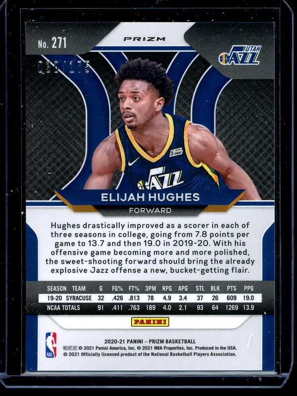 Elijah Hughes 2020-21 Panini Prizm Purple Cracked Ice Prizm RC 030/175