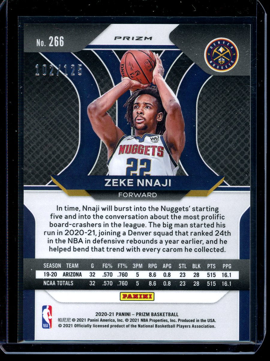 Zeke Nnaji 2020-21 Panini Prizm Basketball Blue Cracked Ice RC 102/125