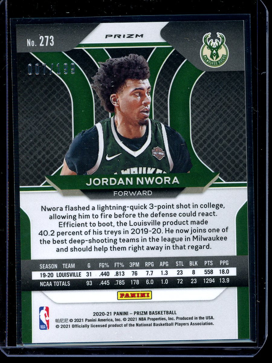 Jordan Nwora 2020-21 Panini Prizm Basketball Blue RC 007/199