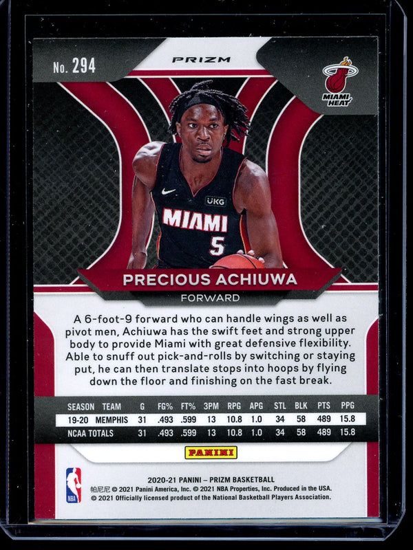 Precious Achiuwa 2020-21 Panini Prizm Basketball Red Wave RC