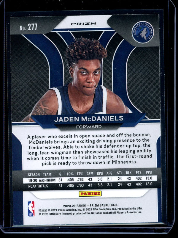 Jaden Mcdaniels 2020-21 Panini Prizm Basketball Red Wave RC