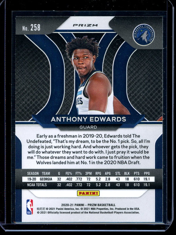 Anthony Edwards 2020-21 Panini Prizm Basketball Hyper RC