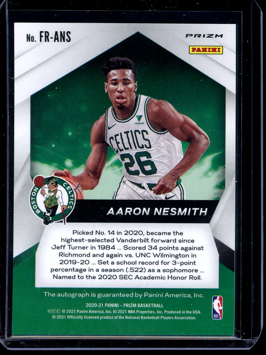 Aaron Nesmith 2020-21 Panini Prizm Basketball Fast Break Auto RC