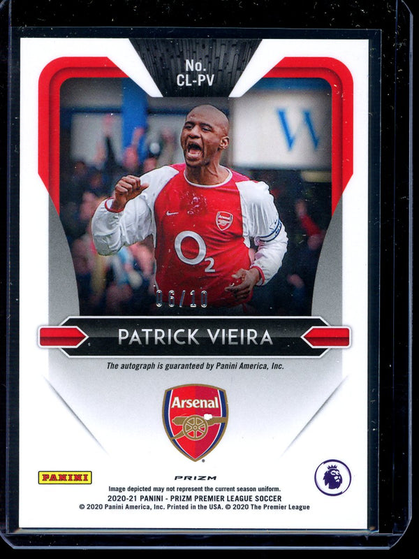 Patrick Vieira 2020-21 Panini Prizm Premier League Silver Auto 6/10