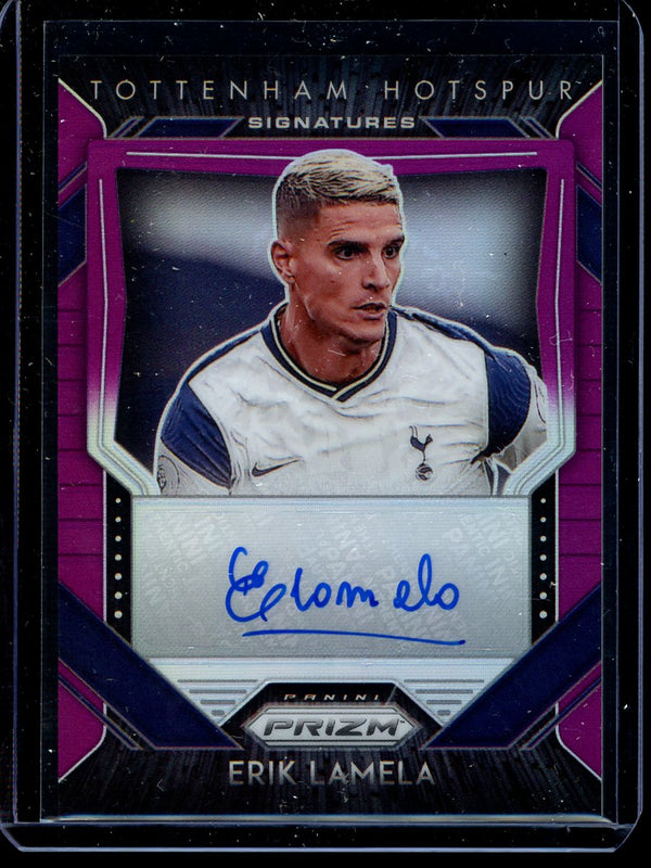 Erik Lamela 2020-21 Panini Prizm Premier League Purple Auto 24/49