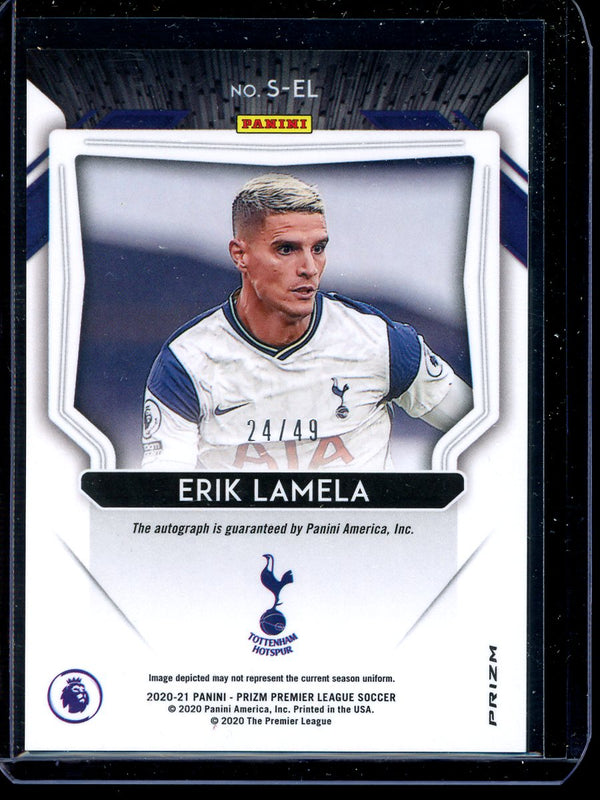 Erik Lamela 2020-21 Panini Prizm Premier League Purple Auto 24/49