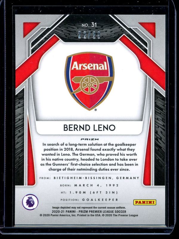 Bernd Leno 2020-21 Panini Prizm Premier League Red Choice 22/29