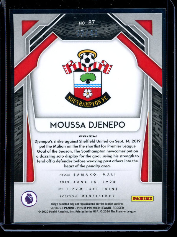 Moussa Djenepo 2020-21 Panini Prizm Premier League Green Cracked Ice 39/49