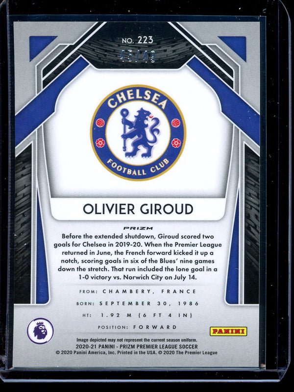 Olivier Giroud 2020-21 Panini Prizm Premier League Green Cracked Ice 45/49